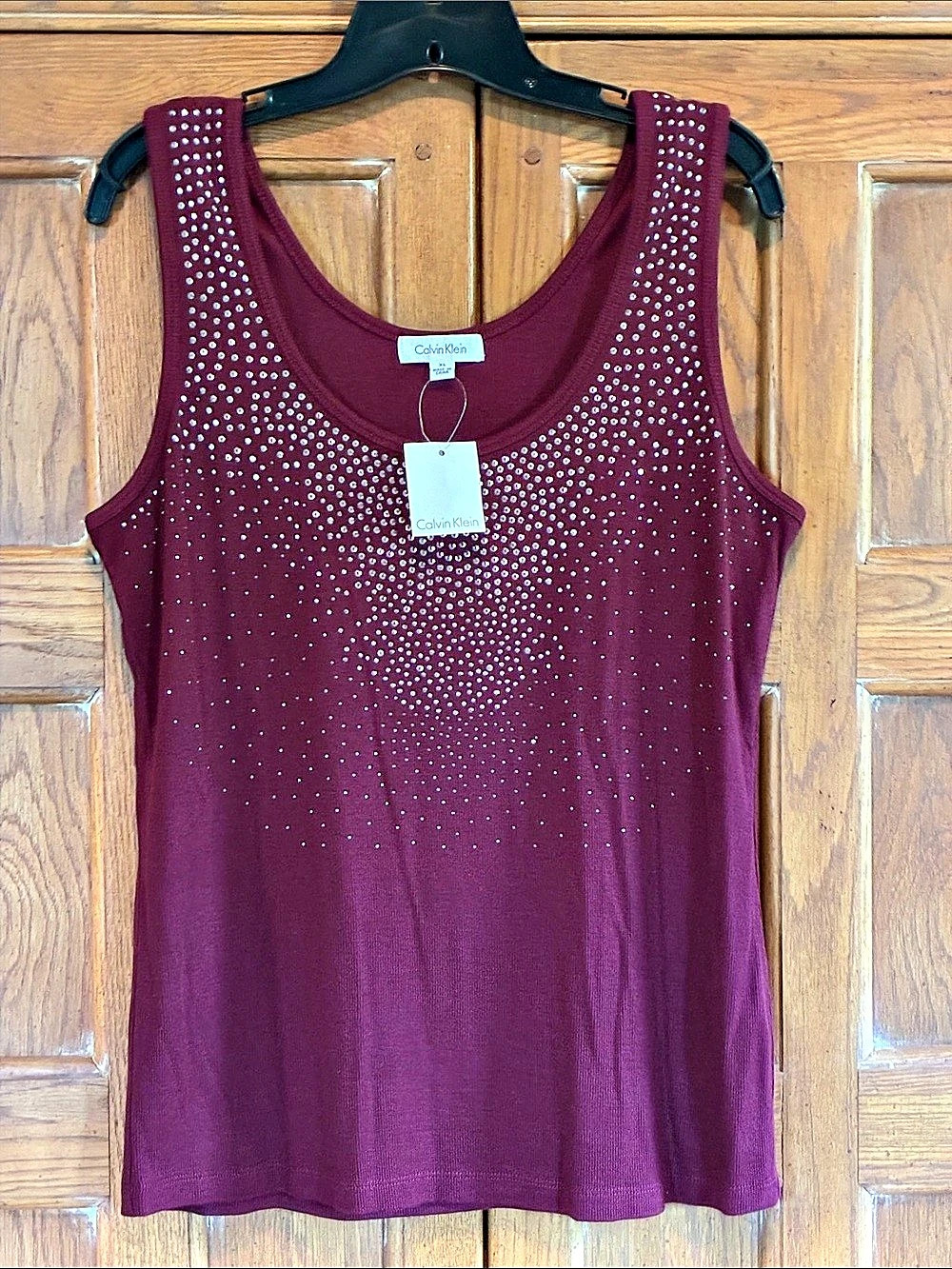 NWT Calvin Klein Burgundy Embellished Tank Top Size XL